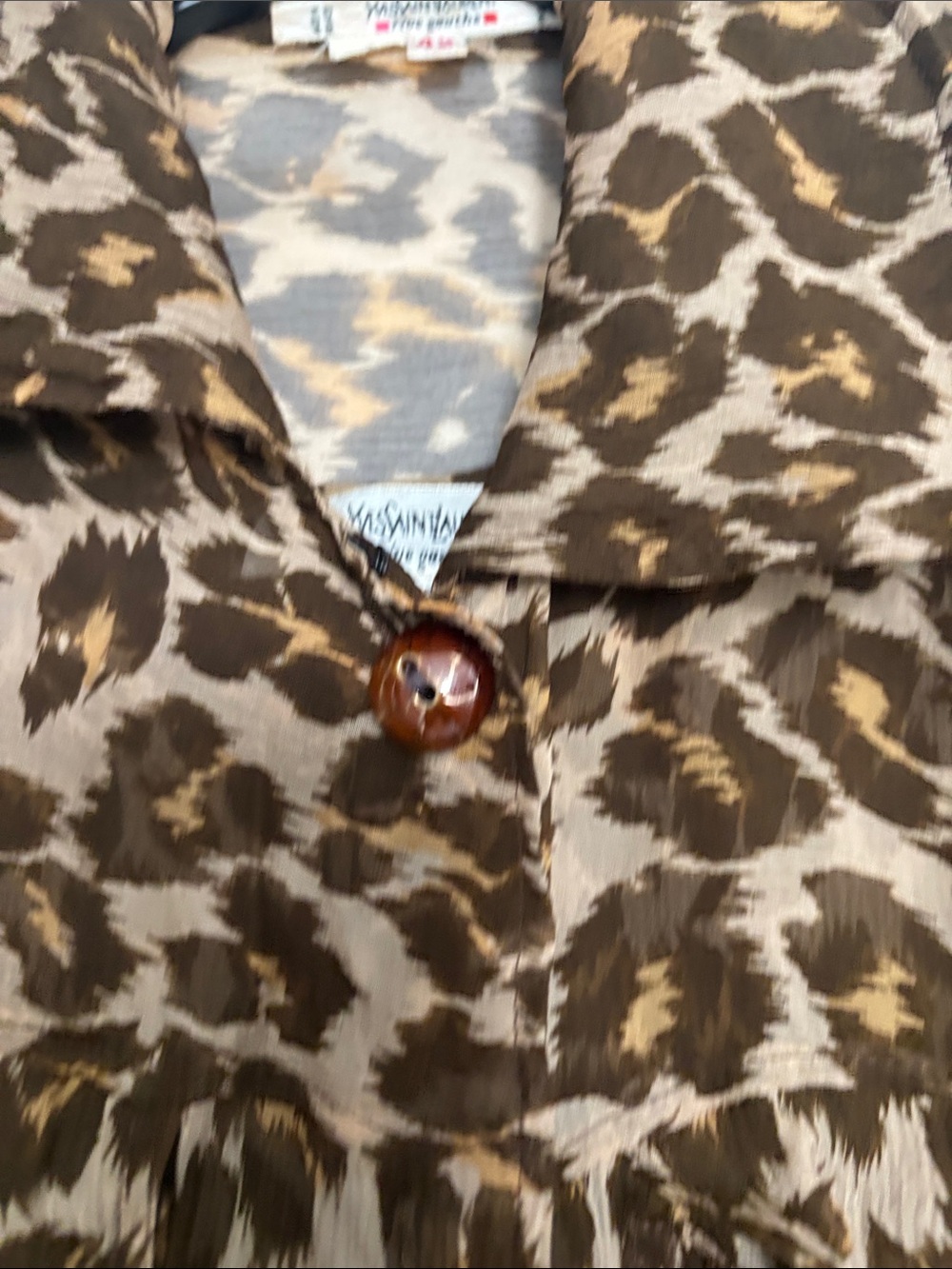 Yves Saint Laurent Brown and Tan Leopard-Print Blouse